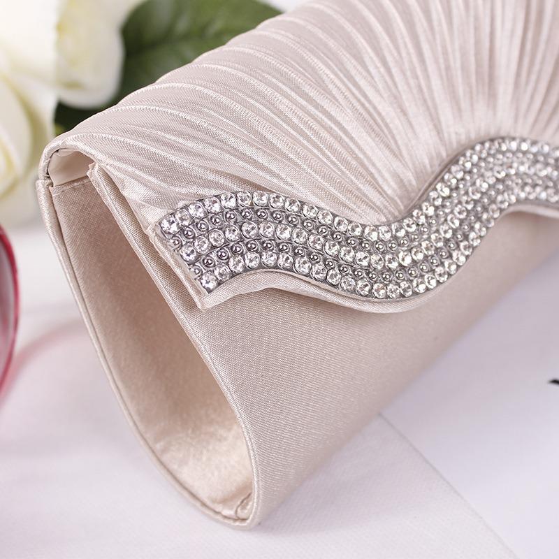 Rhinestone Hand Satin Wedding Purse Bridal Party Chain Dinner Clutch Vintage Bolsos Evening Handbag