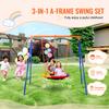 SucceBuy Swing Sets for Backyard 600lbs Capacity Swing Set with 1 Saucer Swing Seat 2 Belt Swing Seats Swingset Outdoor for Kids