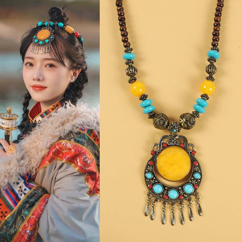 Necklace Tibetan Jewelry Forehead Pendant Ethnic Tassel Necklace Ethnic Head Chain Bohemia Tiara