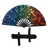 Yousheng Rave Folding Hand Fan Glitter Holographic Handheld Fan Rave Party Dancing Clap Fan for Festival Club Performance