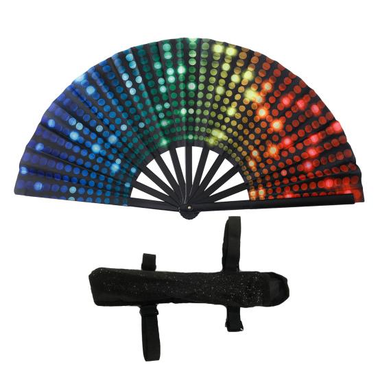 Yousheng Rave Folding Hand Fan Glitter Holographic Handheld Fan Rave Party Dancing Clap Fan for Festival Club Performance