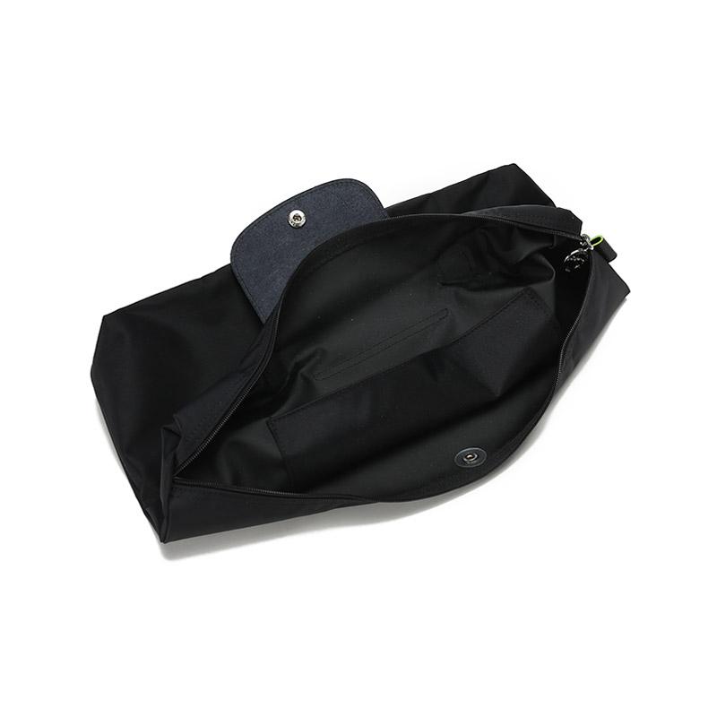 Longchamp Le Pliage Green 37 Экологичная холщовая сумка-тоут с молнией и ручками Женские сумки-тоут Черный 2182919001