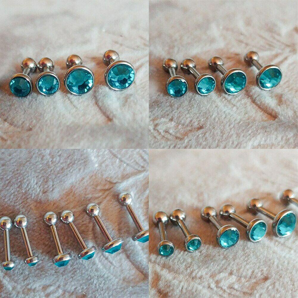 Пирсинг штанга для уха с драгоценными камнями 3 штуки