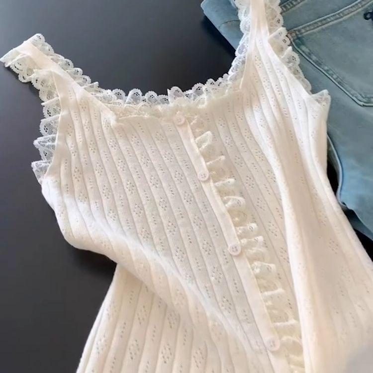 Plus-Size Women's Lace Trim Knit Camisole - Summer 2026 Slimming Vest Top