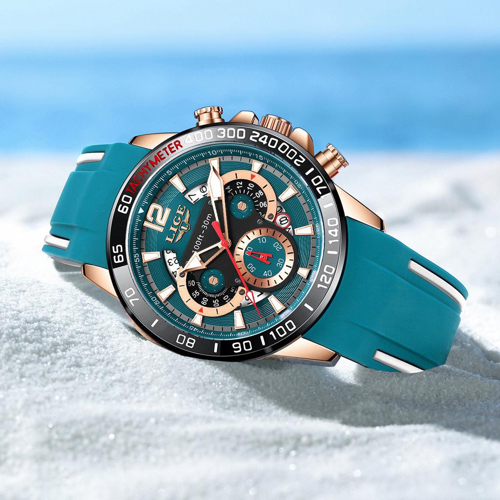 FOXBOX Military Watch Waterproof Luminous Soft Silicone Mens Quartz Wristwatches Fashion Chronograph Calendar Sport Man Watch
