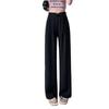 New Women's High-End Chinese-Style Black Loose Suit Pants - Spring/Autumn Straight-Leg Casual Wear