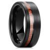 Fashion 8mm Black Men Stainless Steel Rings Black Brushed Koa Wood Rings for Men Women Wedding Engagement Jewelry Birthday Gifts