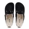 2024 Winter Men's Closed Toe Cork Fur Slippers Cow Suede Leather Plush Clogs Cork Sandals For Men Women Garden Clog Slides