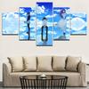 5 Pieces Wall Art Canvas Painting Anime Characters Poster Blue Sky Modern Living Room Bedroom For Home Decoration Modular