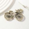 Vintage Bicycle Rhinestone Brooch - Floral Pin for Women's Overcoats or Hats