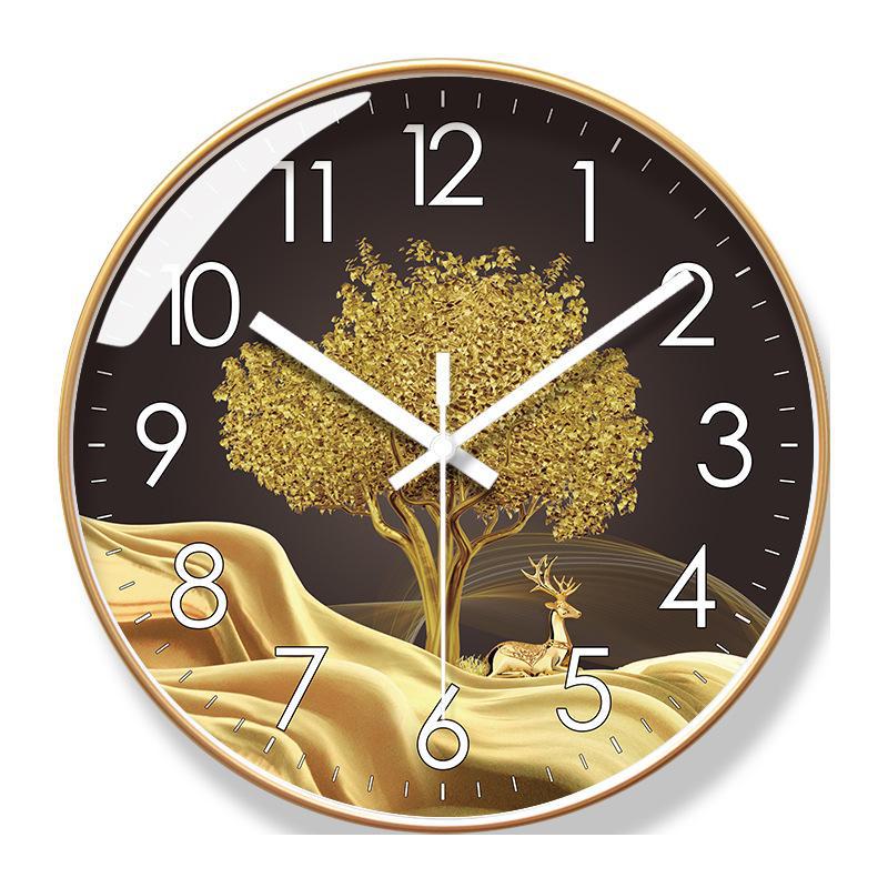 Yipra 6083 Elk Wall-Mounted Silent Quartz Clock for Living Room