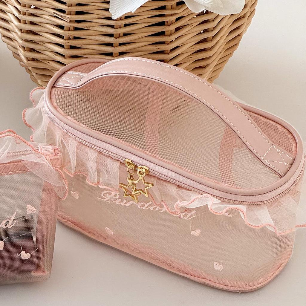 Сумка-сетка с оборками: Шикарный портативный студенческий держатель для помады