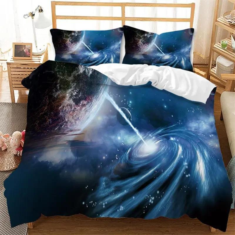 Пододеяльник Galaxy Комплект постельного белья Планета Микрофибра Тема космоса Звездное небо Чехол для одеяла Полуторный Двуспальный Кинг Для девочек Мальчиков Подростков