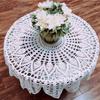 Vintage Manual Crochet Flowers White Round Lace Tablecloth Table Cover Embossed
