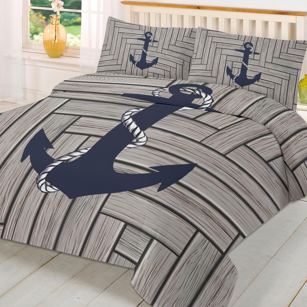 Текстура дерева Морской якорь Пододеяльник Комплект постельного белья Домашний текстиль Покрывало Наволочки Спальня Двуспальный комплект постельного белья Без простыни