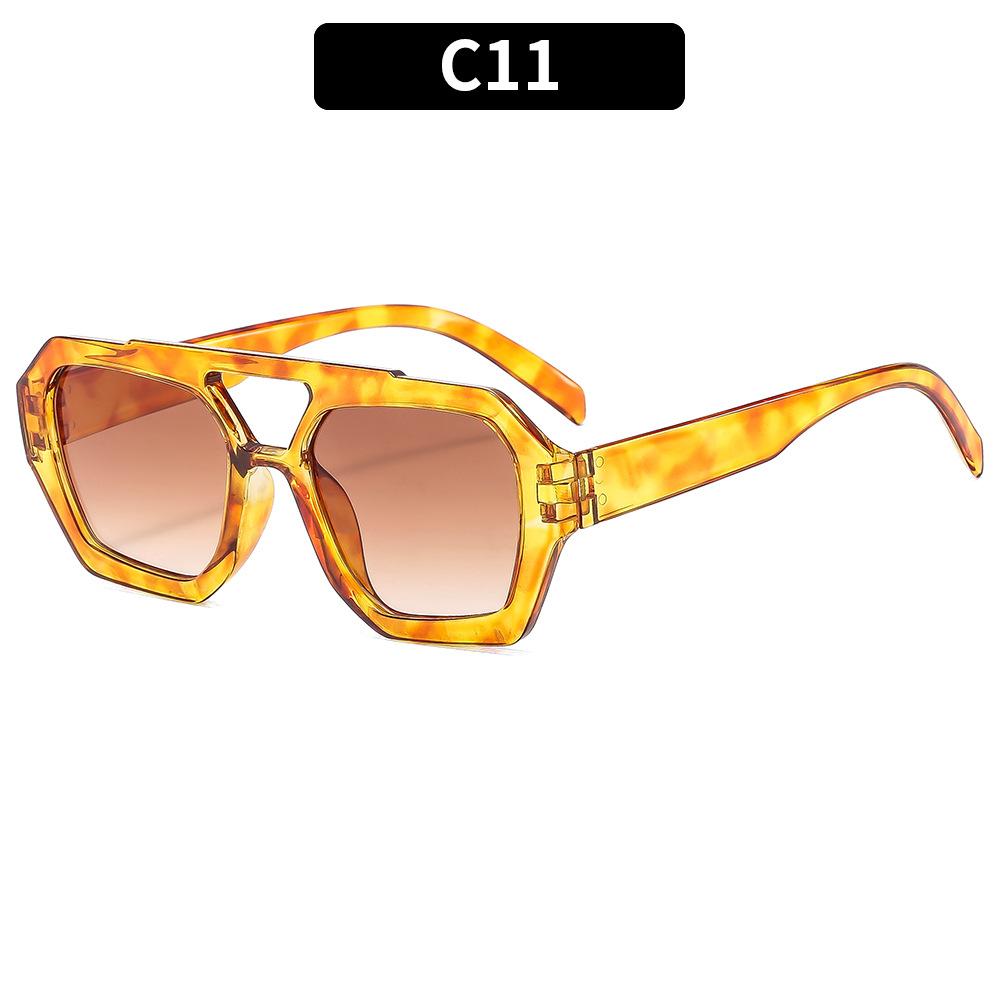 Retro Double Bridge Pilot Sunglasses Stylish Irregular Design Sun Glasses With Uv Protection For Women And Men