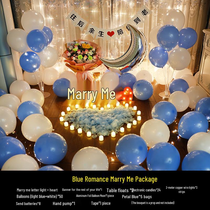 Romantic Surprise Proposal Scene: Creative Letter Lights & Indoor Decoration for Qixi Valentine's Day