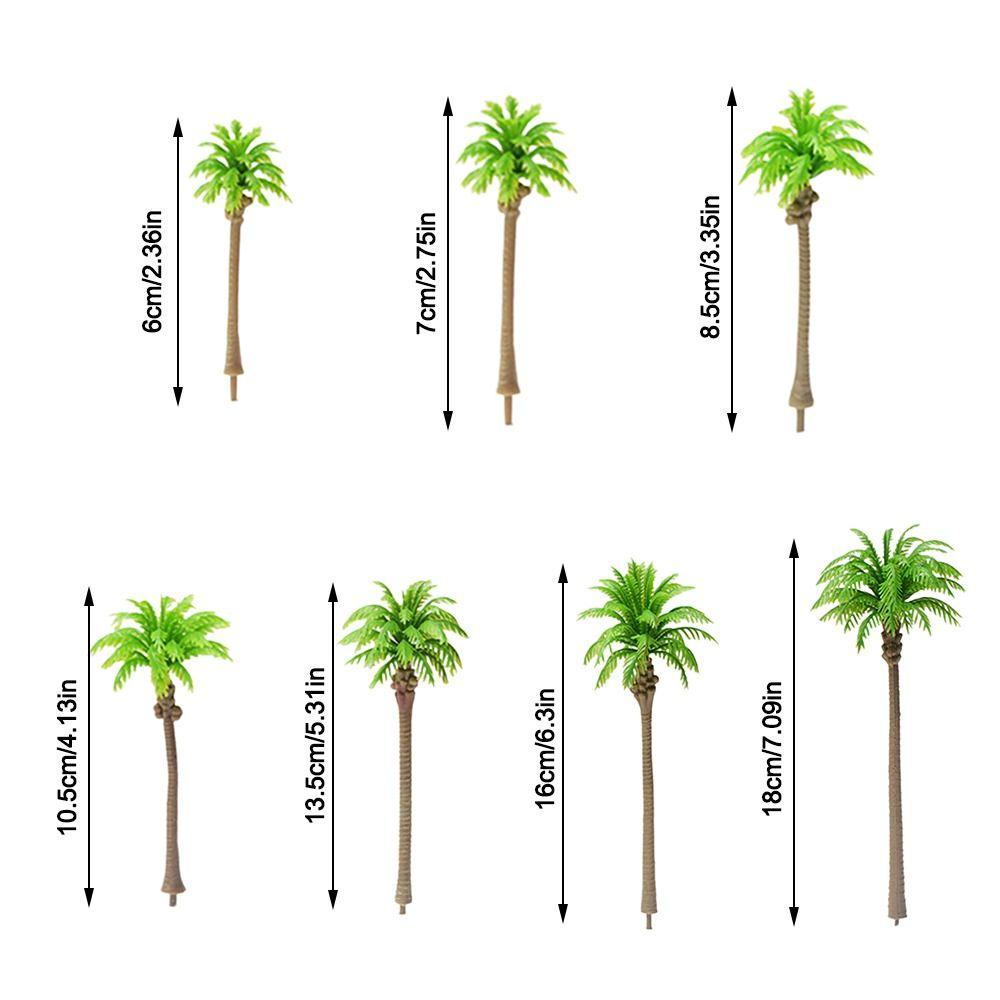 5Pcs Stereoscopic Coconut Palm Tree Miniature Plastic Coconut Micr Landscape  Desktop Decoration