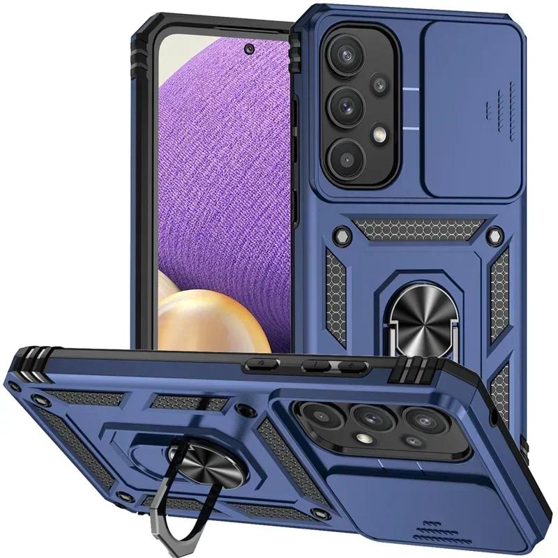 Чехол для Samsung Galaxy A06 A16 A15 A35 A55, защитный чехол с кольцом-держателем, противоударный чехол для Galaxy A14 A24 A54 A34, защитная крышка объектива