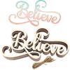 8 Pack 8 Inch Wood Believe Signs Cutouts Wood Believe Word Letters Wooden Believe Word Hanging Ornaments DIY Believe Word Craft for Home Party