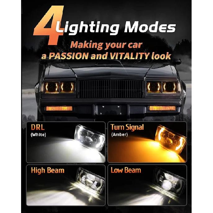 80 Вт 4X6 дюймов светодиодные фары H4 проектор дальнего и ближнего света рабочего света для H4651 H4652 H4656 H4666 автомобиль грузовик переоборудование Offraod