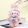 Soft Fluffy Pink And White Bunny Plush Toy With Bow For Kids Backpack Keychain
