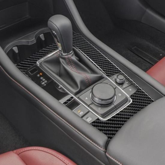 Bright Carbon Fiber Console Gear Shift Panel Cover For Mazda 3 Axela -2024