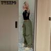 Women Casual Baggy Wide Leg Sweatpants Vintage Solid Drawstring Trousers Y2K Loose Streetwear Joggers Cargo Pants
