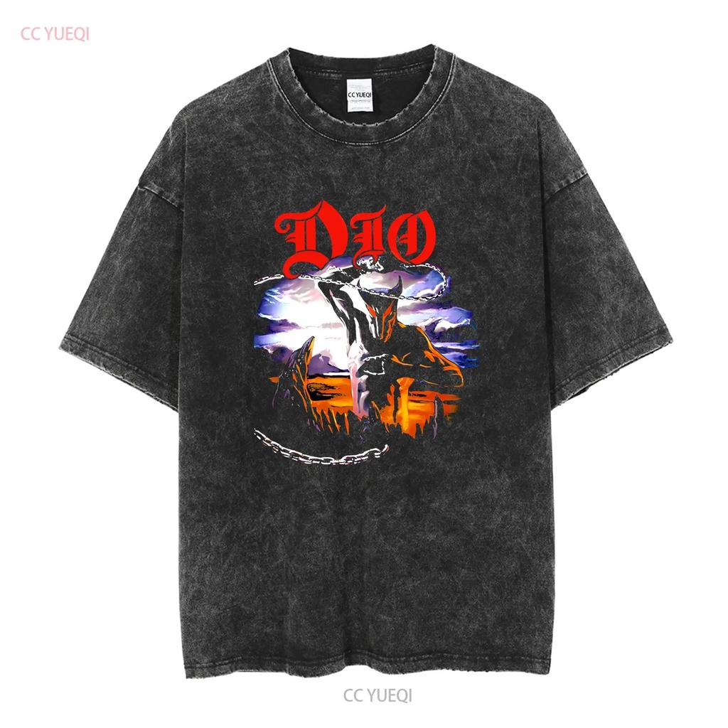 Dio Devil Whipping Chain Men's T Shirt Holy Diver Album Heavy Metal Rock Band vintage Washed homme graphic Versatile Casual