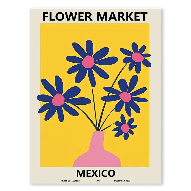 Цветочный рынок Настенное искусство Украшение Красочные весенние цветы Холст Картина Абстрактная Гостиная Комната Постер Украшение для дома