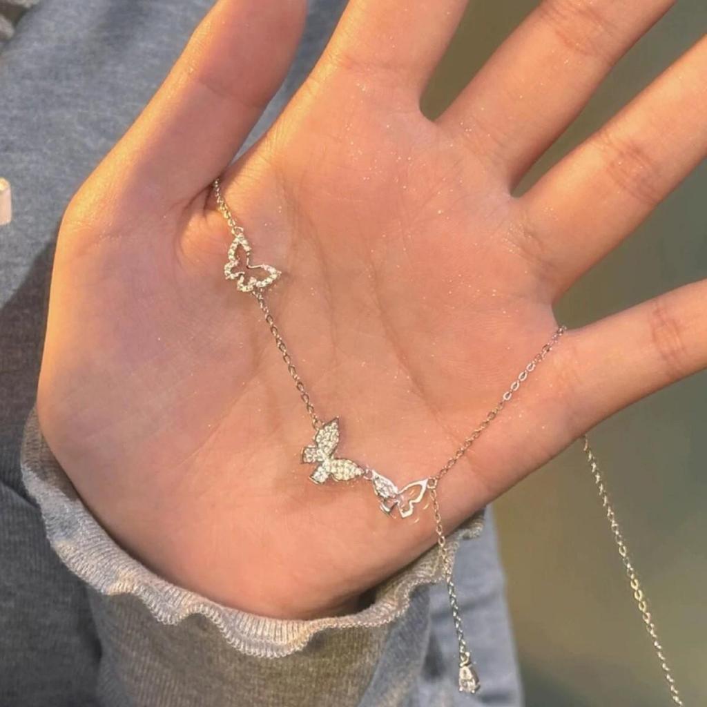 Милое колье с кисточкой и бабочкой: Элегантная, сверкающая бриллиантовая цепочка для женщин — идеальный, изящный подарок для вашей девушки.