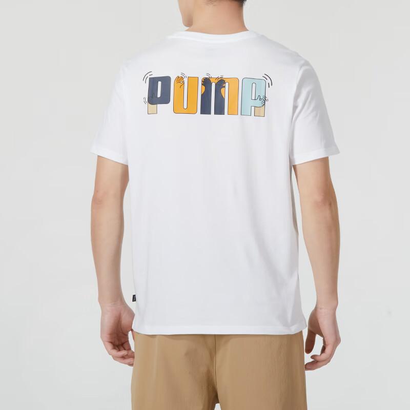 Puma Дышащая футболка для бега в стиле ретро с американским буквенным принтом, мужские топы, белые 682153-02
