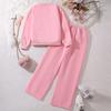 Spring and Autumn Love Pattern Long Sleeve Hoodie Long Pants Casual Two Piece Set Girl's Clothing Sets