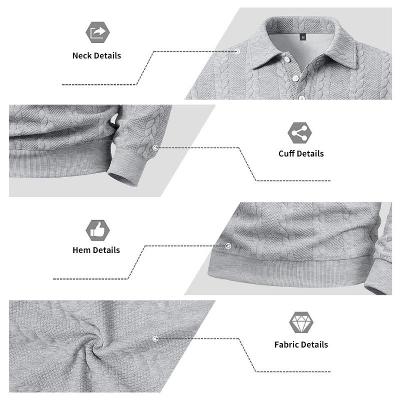 Men S Long Sleeve Knitted Polo Sweater Casual Pullover Twist Jacquard Plus Size