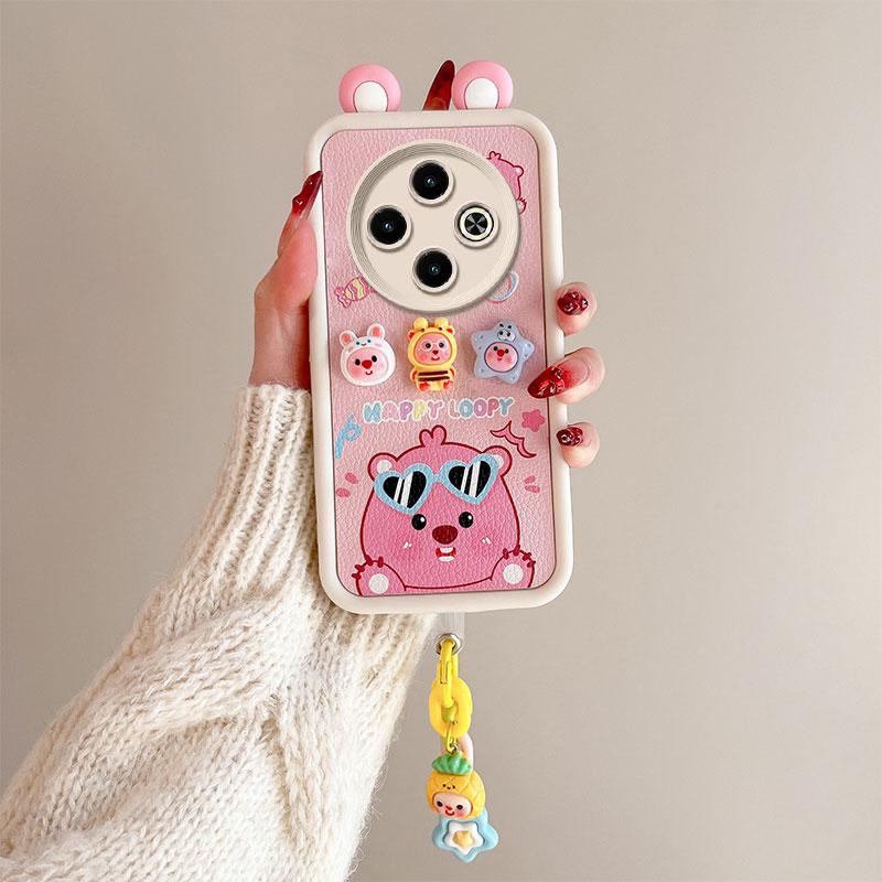 KEYSION Cute Ear 3D Cartoon Case for TECNO Spark 30C with Bracelet Soft Silicone Shockproof Phone Cover for TECNO Spark 30C