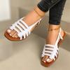 Women Large Size Sandals 2025 Summer New Flat Sandals Casual Woven Sand Roman Shoes