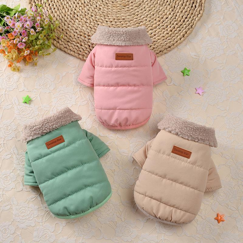 Winter Warm Cotton Pet Coat for Dogs Cats Thickened Cold Weather Apparel Suit for Teddy Corgi Pomeranian Bichon Small Breed Dog Clothing Cozy Jacket