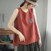 Women's Oversized Cotton-Linen Camisole: Versatile Sleeveless Retro Top for Summer