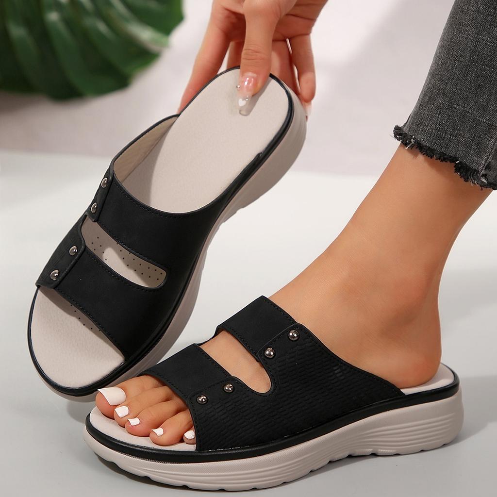 Plus Size Shoes for Women 36-43 Summer Fashion Wedges Platform Slip On Slippers Casual Beach Footwear Women Sandals 2025