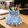 Ручная работа Декор для стола 3D-печать Форма платья Держатель для ручек, Милый органайзер Держатель для маркеров для кистей для макияжа Канцелярские принадлежности, Креативный домашний офис Карандаш