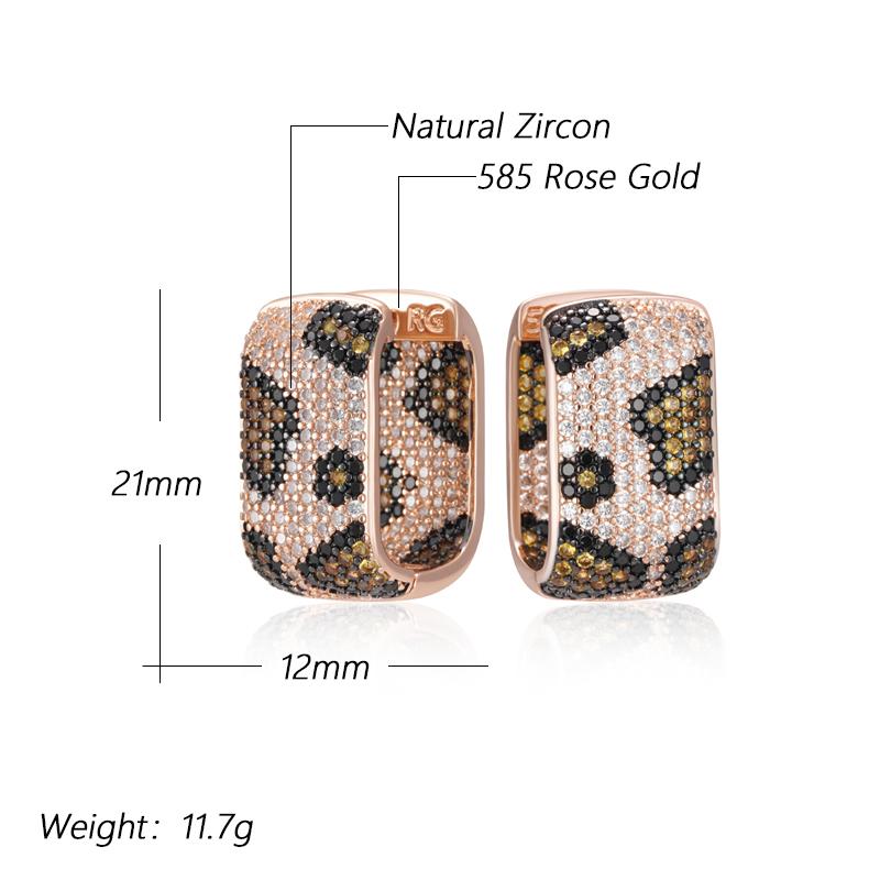 Full Shiny Natural Zircon Leopard Print Hoop Earrings Women Unique  Rose Gold And Black Plating Vintage Daily Jewelry