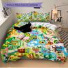 3Pcs Zoo Animal Parade Bedding Set Quilt Cover Pillowcase Home Christmas Xmas Halloween Gift 1 Duvet Cover 2 Pillowcase M928513