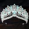 Королевская Королева AB Зеленая Корона Большая Диадема Корона для Женщин Свадебная Вечеринка Корона Украшение для Волос Ювелирные Аксессуары