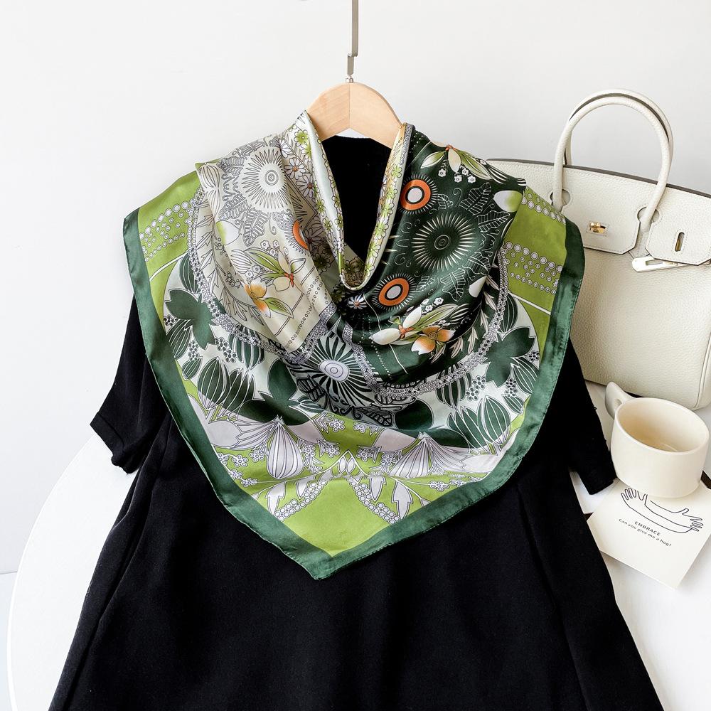 Satin Square Scarf 90cm Gift Silk Scarf Women'S Scarf Shawl Professional Elegant Scarf Sunscreen Scarf Shawl