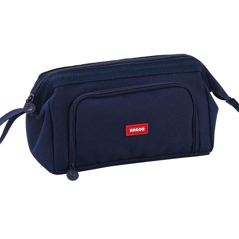 Angoo Cute Pencil Case Special Macaron Side Window Canvas Big Pencil Pouch Pen Box Storage Bag Student School Stationery