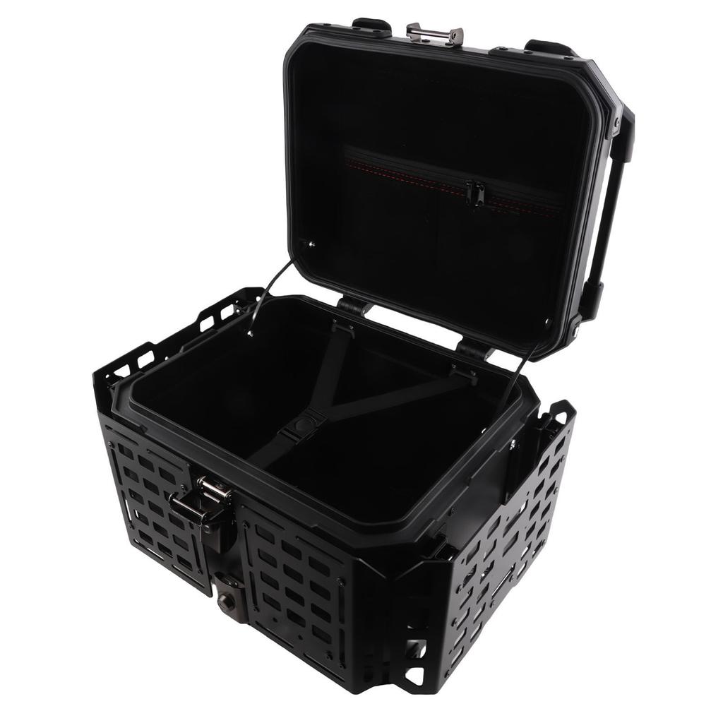45L Motorcycle Top Case with Security Lock Waterproofing Aluminum Alloy Quick Release Trunk Top Box for Helmet Luggage