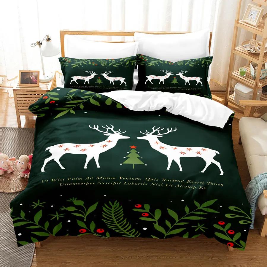 Comforter Christmas 200X200 Green King 3D Bedding Sets 3Pcs 2Pcs Single Double Bed Twin Full Size Thin Fabric