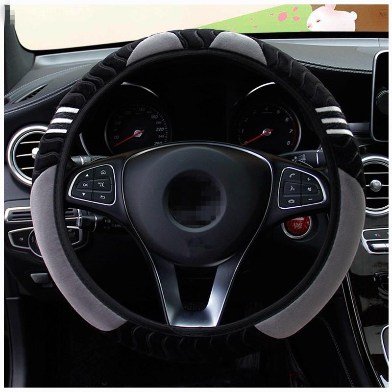Плюшевый чехол на руль автомобиля, милый маленький монстр, декор, зимние теплые противоскользящие чехлы для 37-38 см, эластичный руль