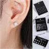 6/12Pairs Elegant Wedding Jewelry Gift Geometric Crystal Stud Earrings Set Round Zircon Alloy Silver