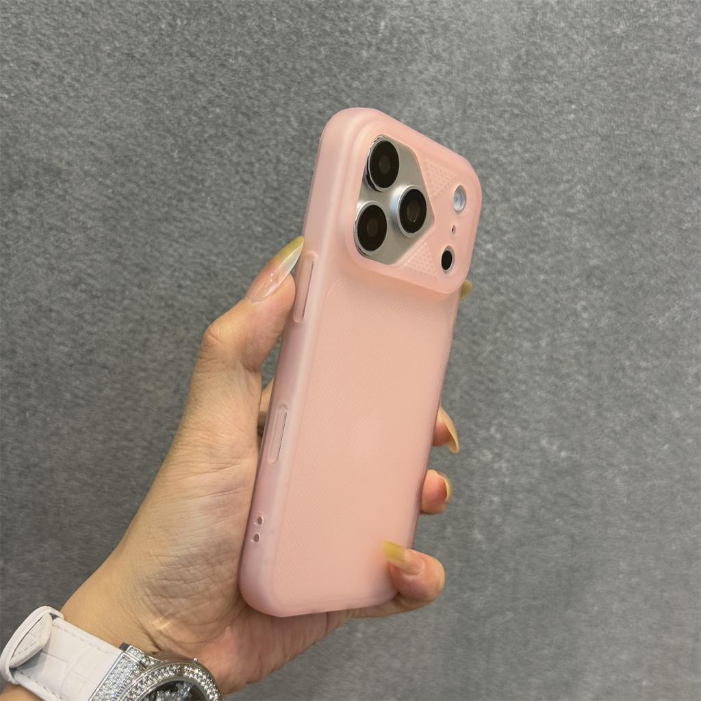 Texture Dot Heat Dissipation Breathable Armor Case for iPhone 17Pro 17 16 15 14 13 Pro Max Plain Color Liquid PC Bumper Cover